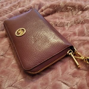 Michael kors burgandy zip wallet